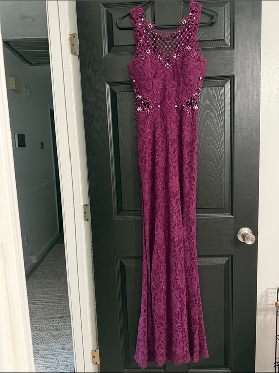 City Studio Dresses & Skirts - City Studio Plum Lace Evening Gown with Beaded Neckline